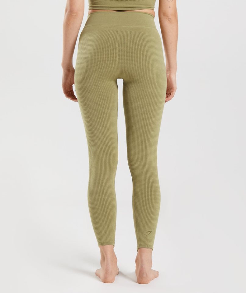 Women's Gymshark Pause Seamless Leggings Olive | NZ 2WVKFA